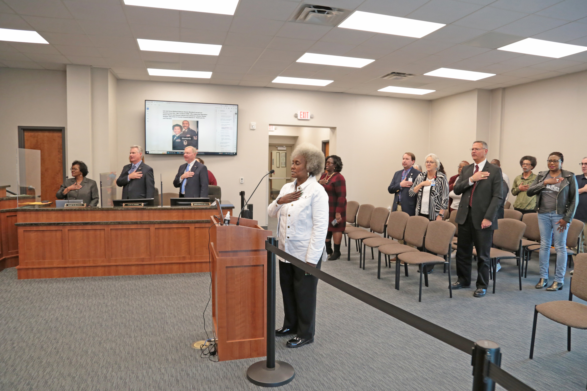 March 13 2024 Sumter Veteran Woodard leads Pledge of Allegiance County Council 2